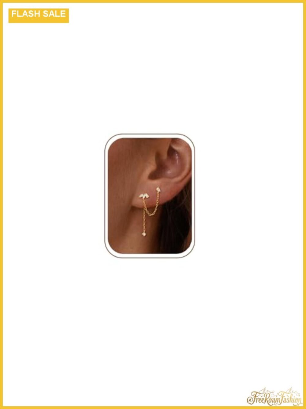 Dainty Gold Plated Chain Drop Earrings for Women 14K Plated Brass